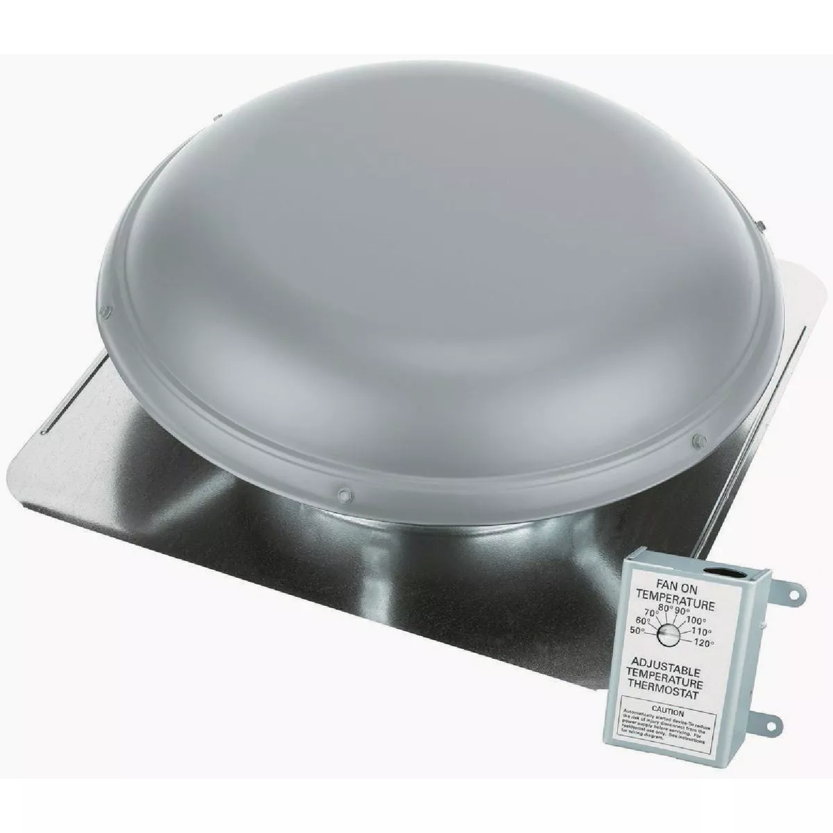 AirVent Roof-Mount Power Attic Ventilator Gray Galvanized Steel Dome with Thermostat 1170 CFM