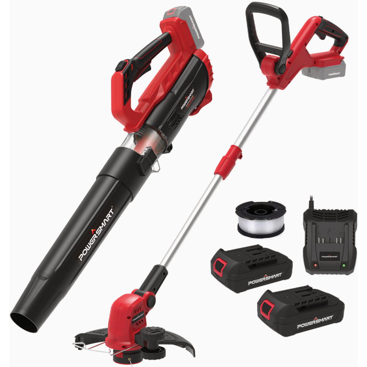 PowerSmart 20V Lithium Ion Cordless String Trimmer Blower Combo Kit Two Battery and One Charger Included Do it Best