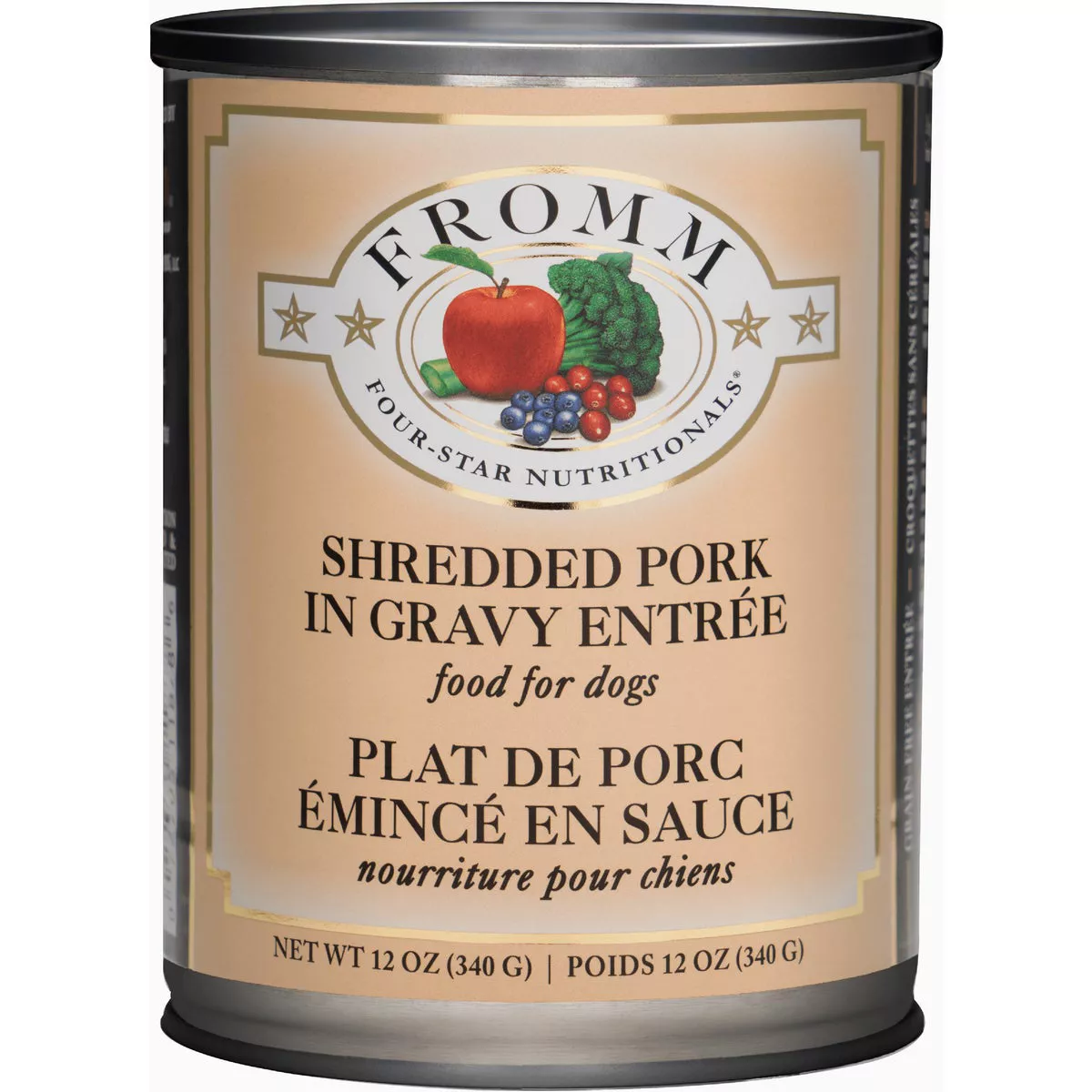 Fromm Four-Star Nutritionals Shredded Pork in Gravy Entree Wet Dog Food, 12 Oz.