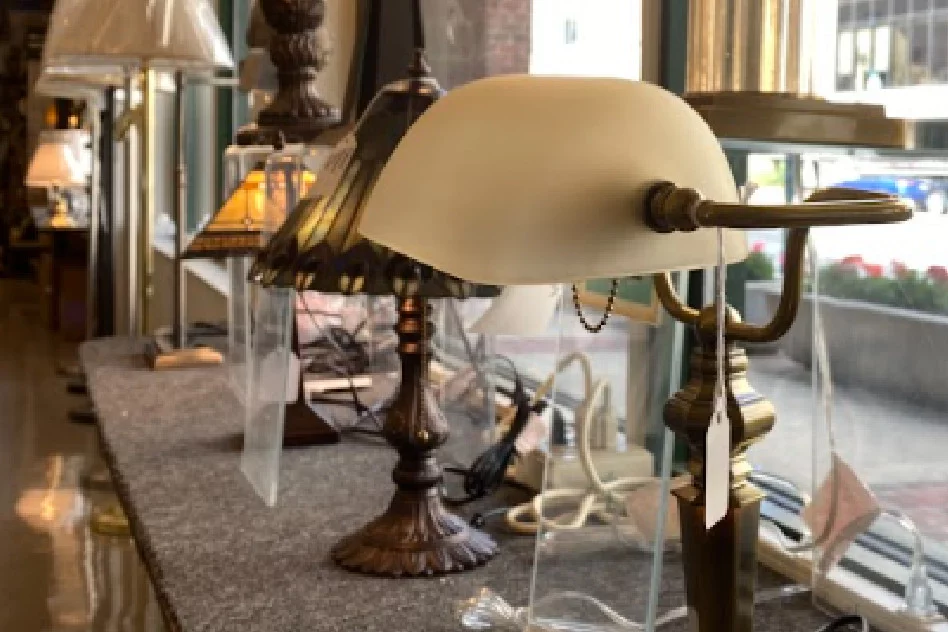 table and floor lamp display