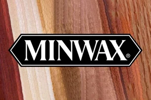 Wood grain in the background with the Minwax logo