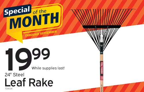 Special of the Month | Truper Tru Tough 24 In. Steel Leaf Rake with 54 In. Wood Handle (24-Tine)