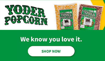 Yoder's popcorn banner